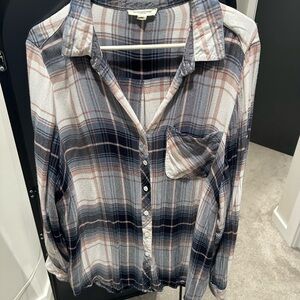 Beachlunchlounge Blue and Pink Plaid Shirt